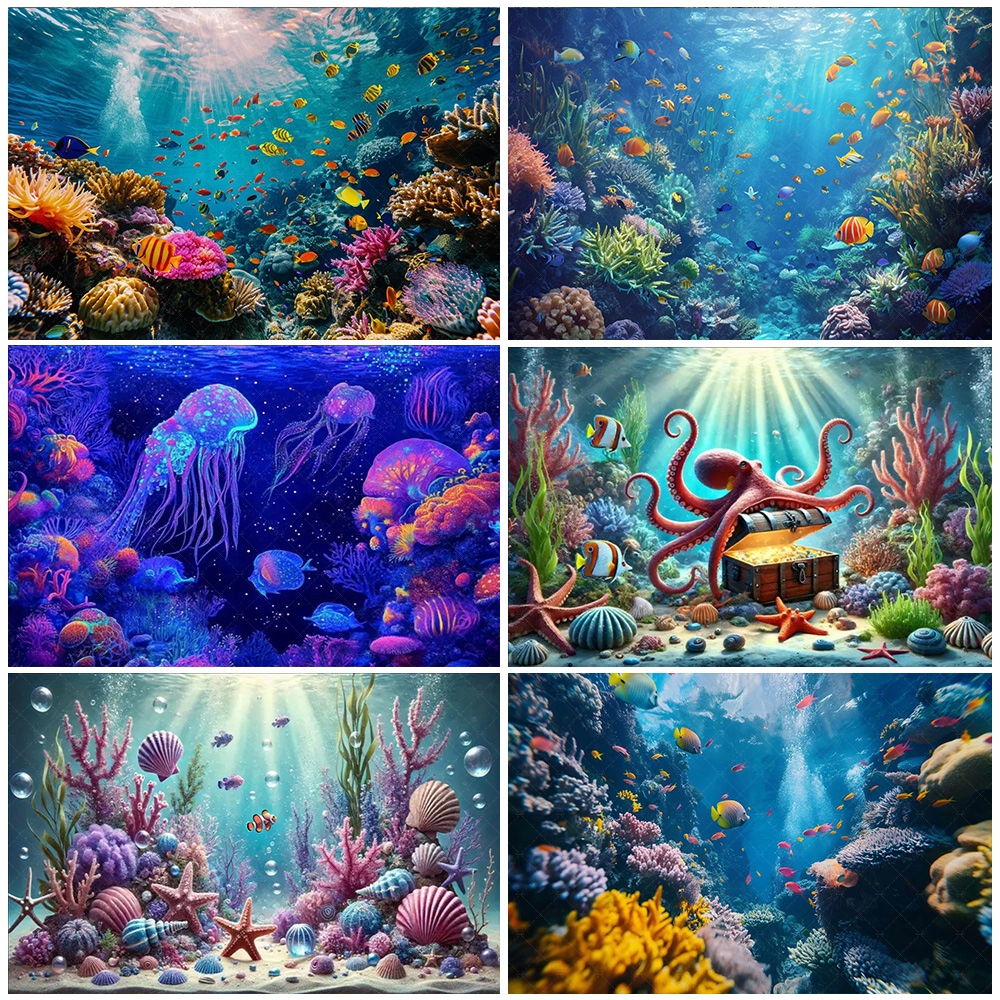 Aquarium Fish Background - Underwater World Party Decoration Backdrop Ocean