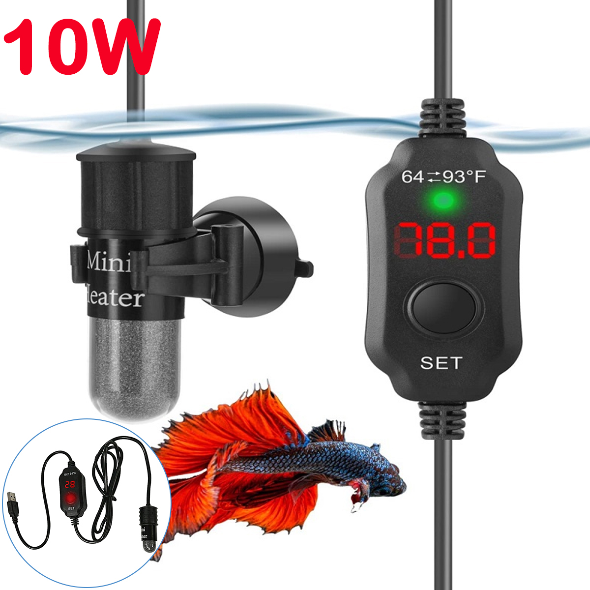 10W Adjustable Aquarium Heater - Aquarium Heater Submersible avis et prix