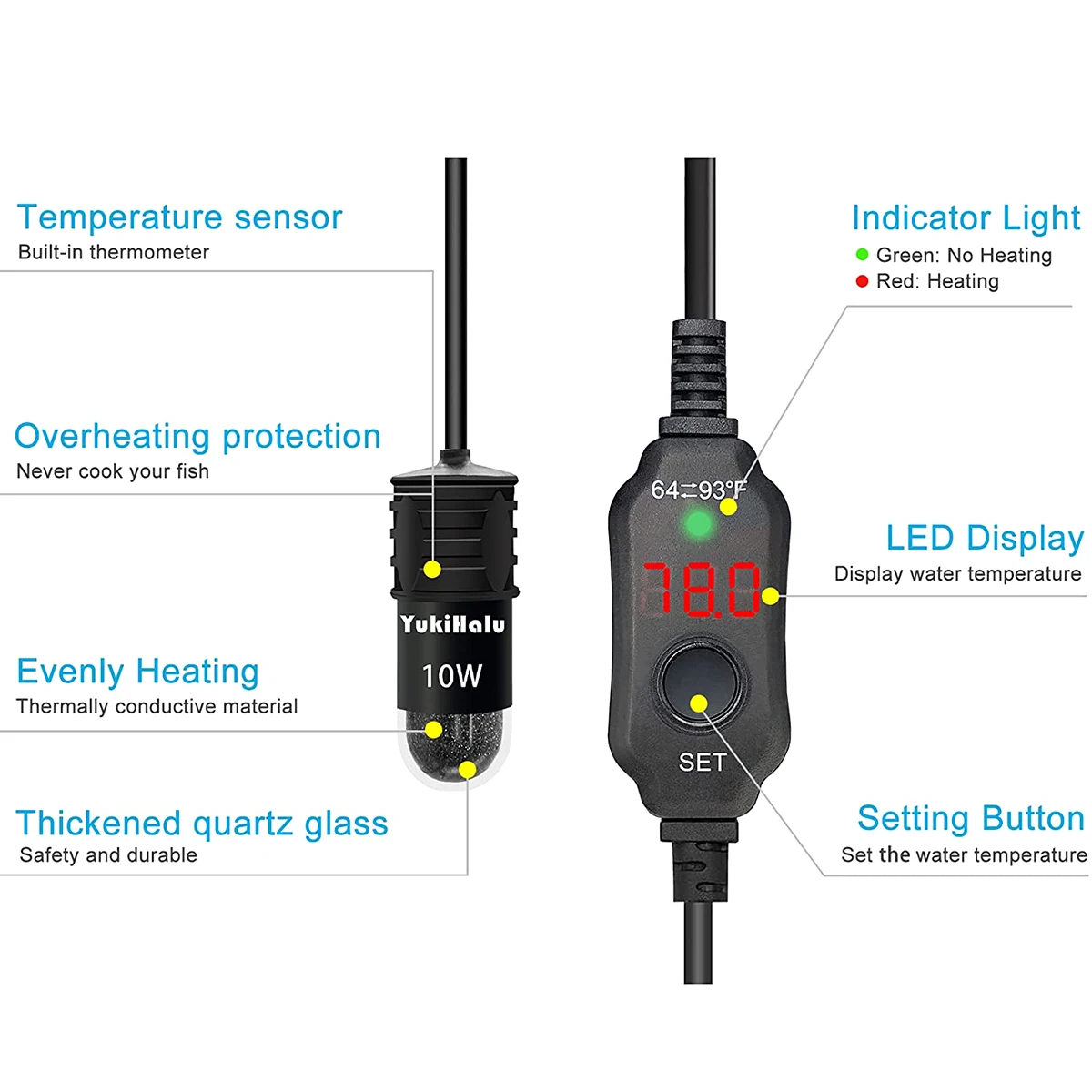 10W Adjustable Aquarium Heater - Aquarium Heater Submersible avis et prix